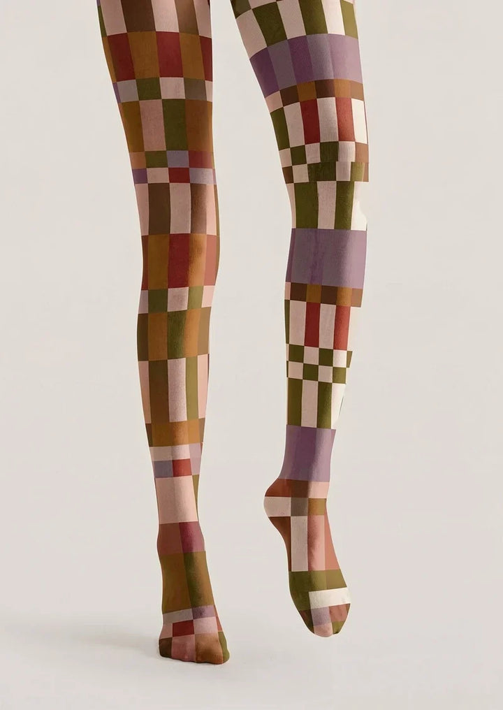 Retro Checkered Pattern Tights Hosiery Pantyhose