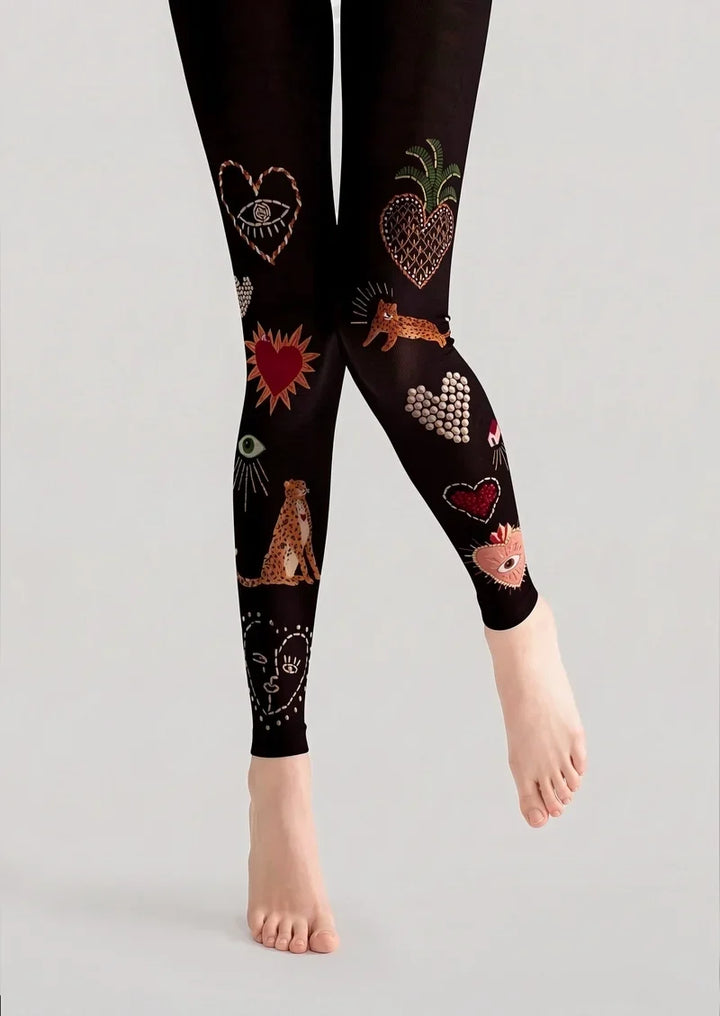 Fun Art Icon Stitch Footless Tights Hosiery Pantyhose