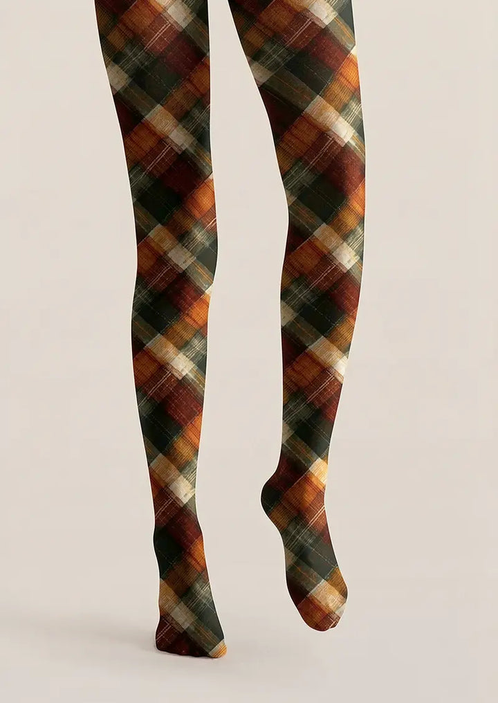 Women Autumn Plaid Graphic Print Tights and Hosiery Pantyhose