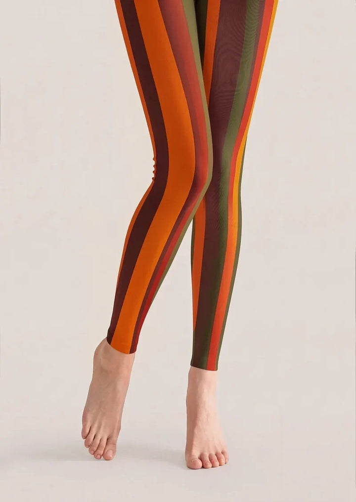 Sunset Striped Footless Tights Hosiery Pantyhose