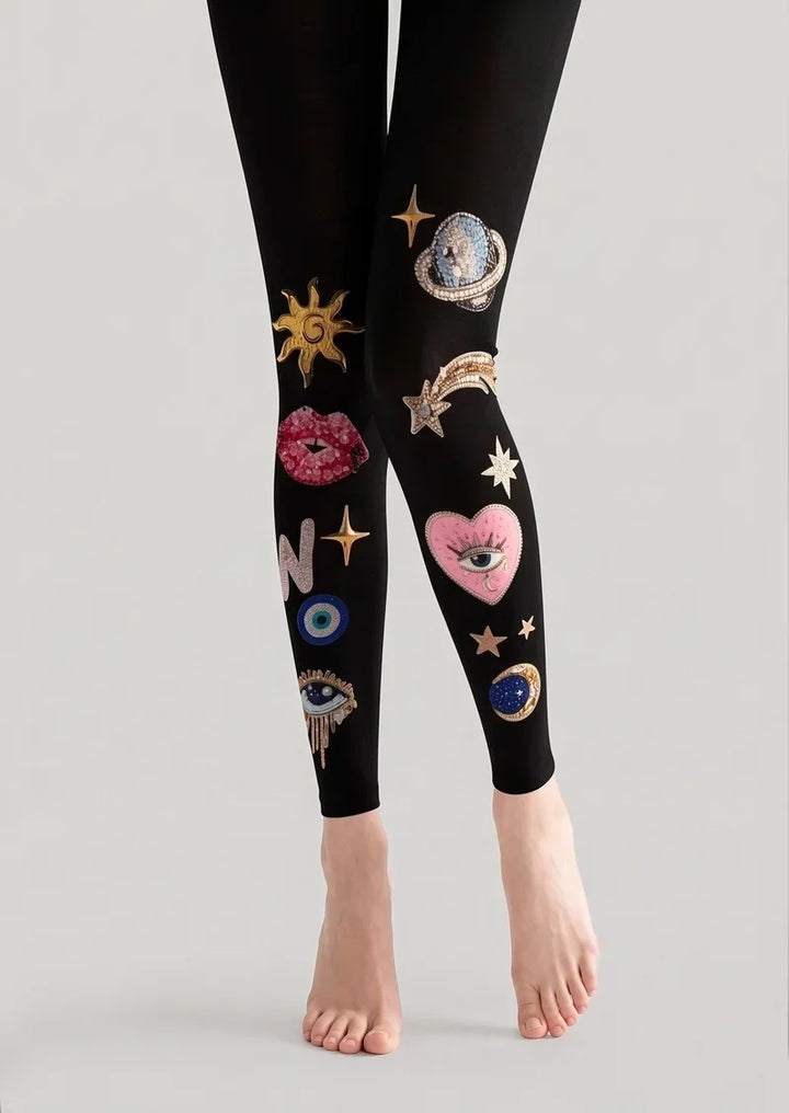 Fun Art Fun Planet Footless Tights Hosiery Pantyhose