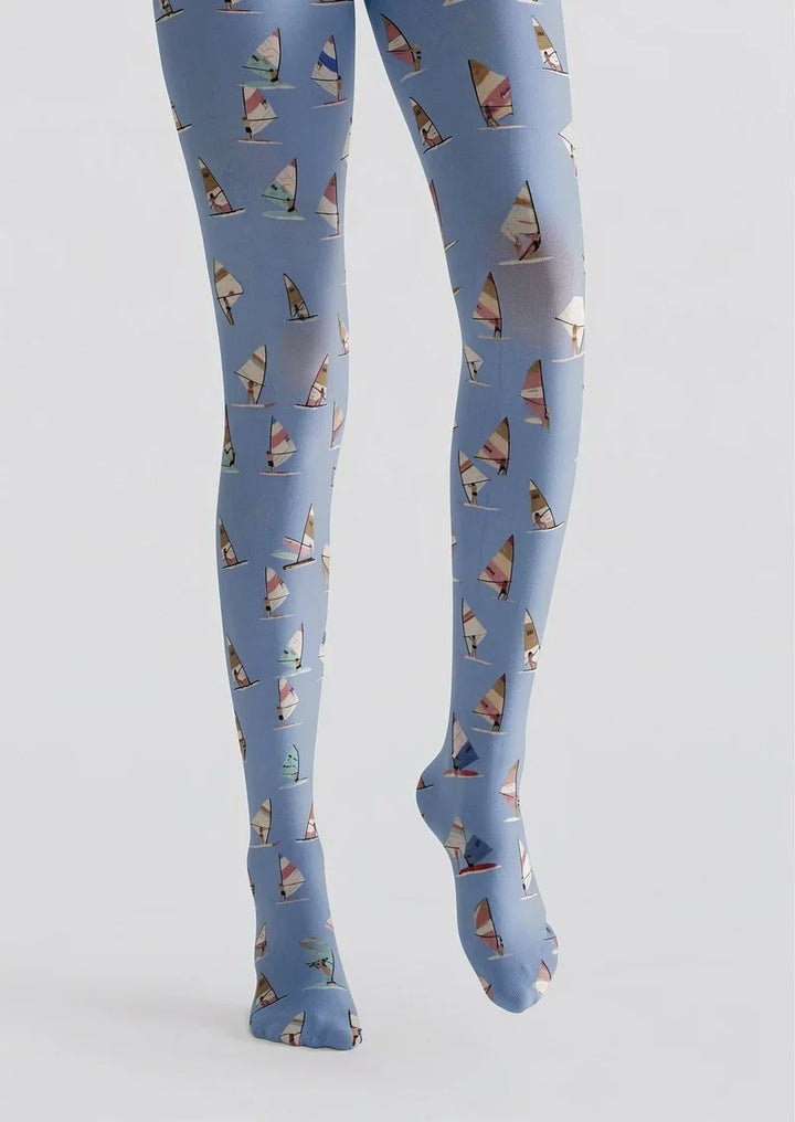 Blue Sailboat Tights Hosiery Pantyhose
