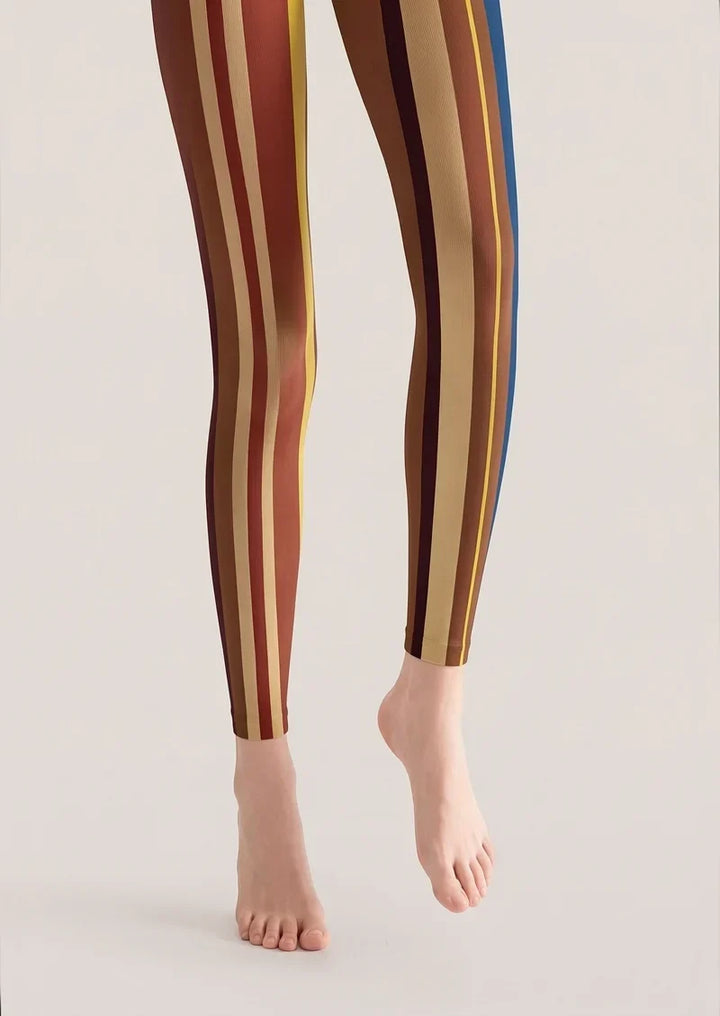Women Yesterday Rhythm Retro Striped Footless Tights Pantyhose