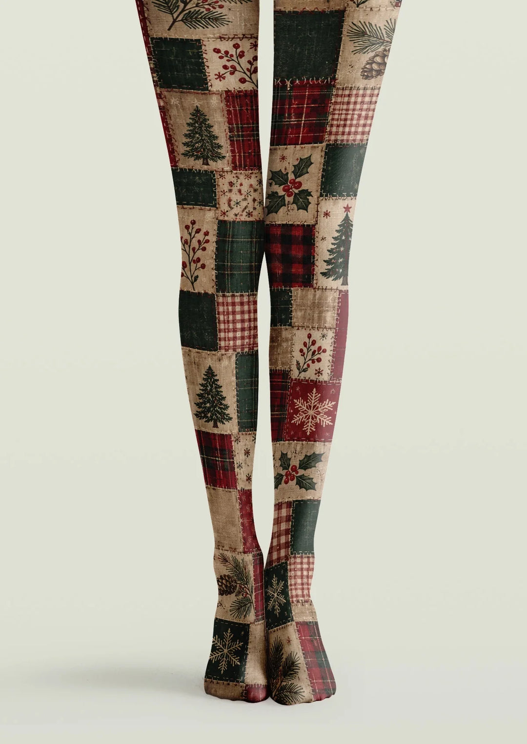 Women Christmas Patchwork Pattern Tights Hosiery Pantyhose
