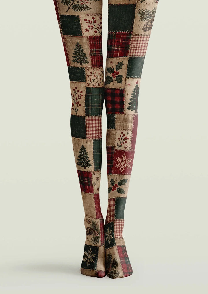 Women Christmas Patchwork Pattern Tights Hosiery Pantyhose