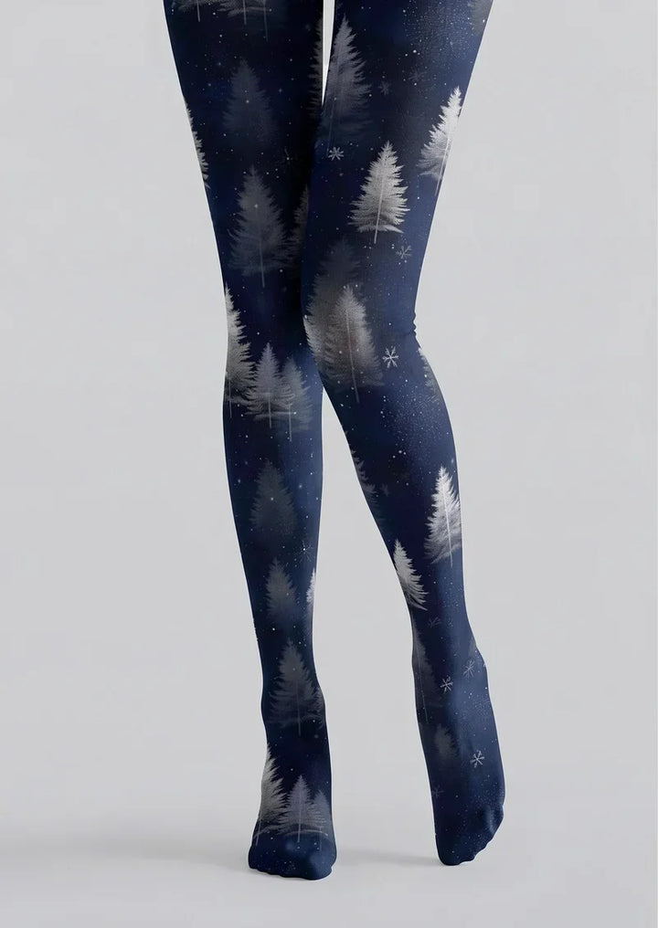 Blue Christmas Wonderland Tights Hosiery Pantyhose