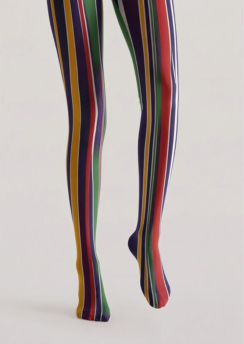 Multicolor Vertical Tights Hosiery Pantyhose