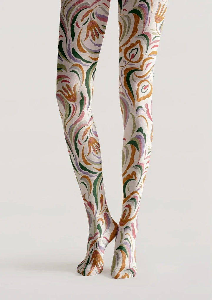 Beige Flame Tights Hosiery Pantyhose