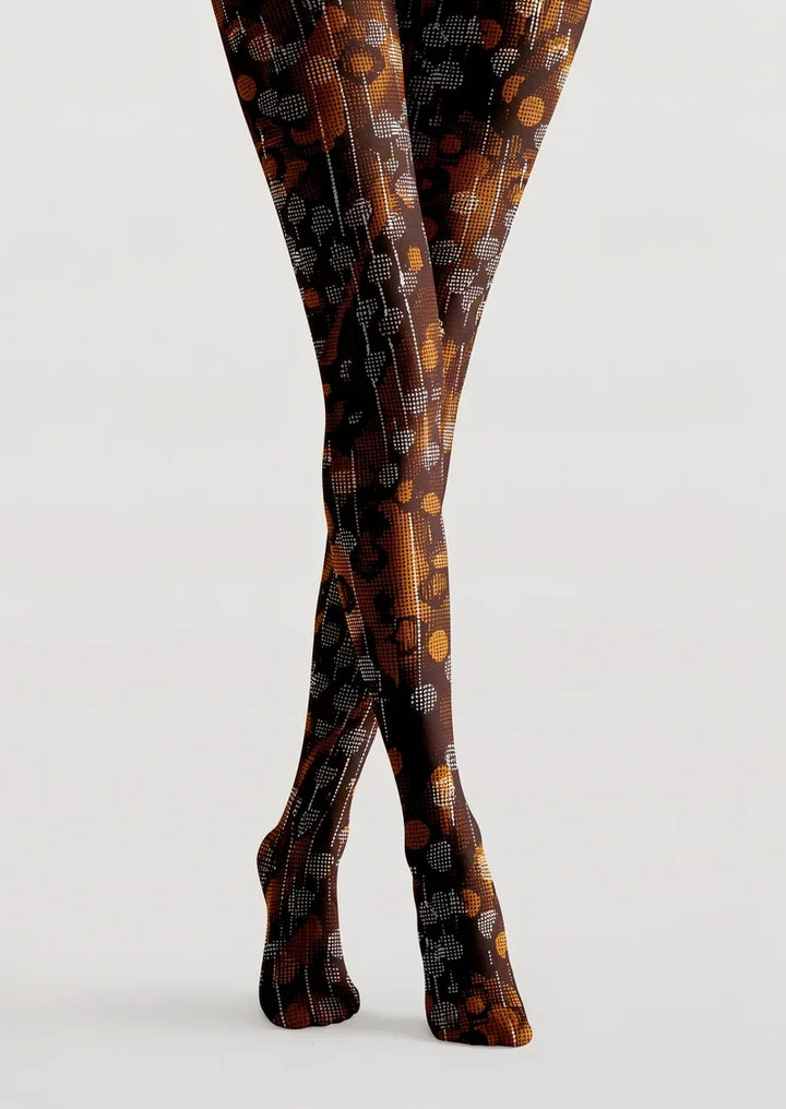 Women Nostalgic Dot Print Patterned Tights Hosiery Pantyhose