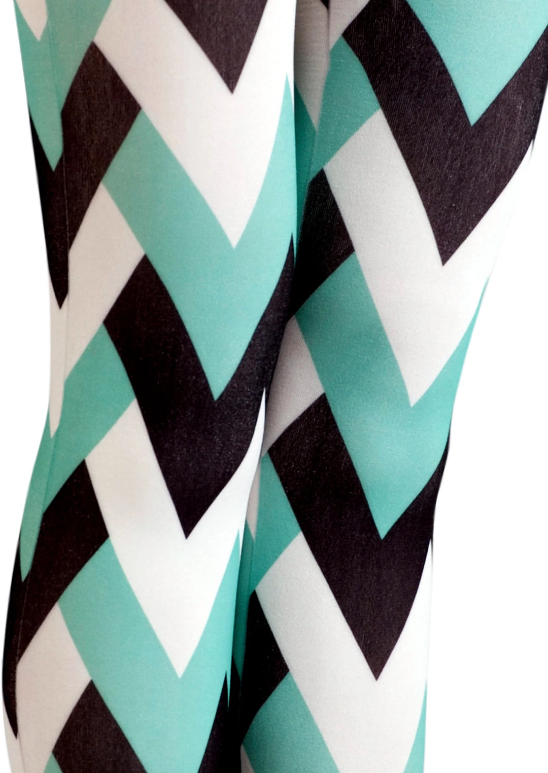 Women Tri-Hue Zigzag Chevron Pattern Print Tights Pantyhose