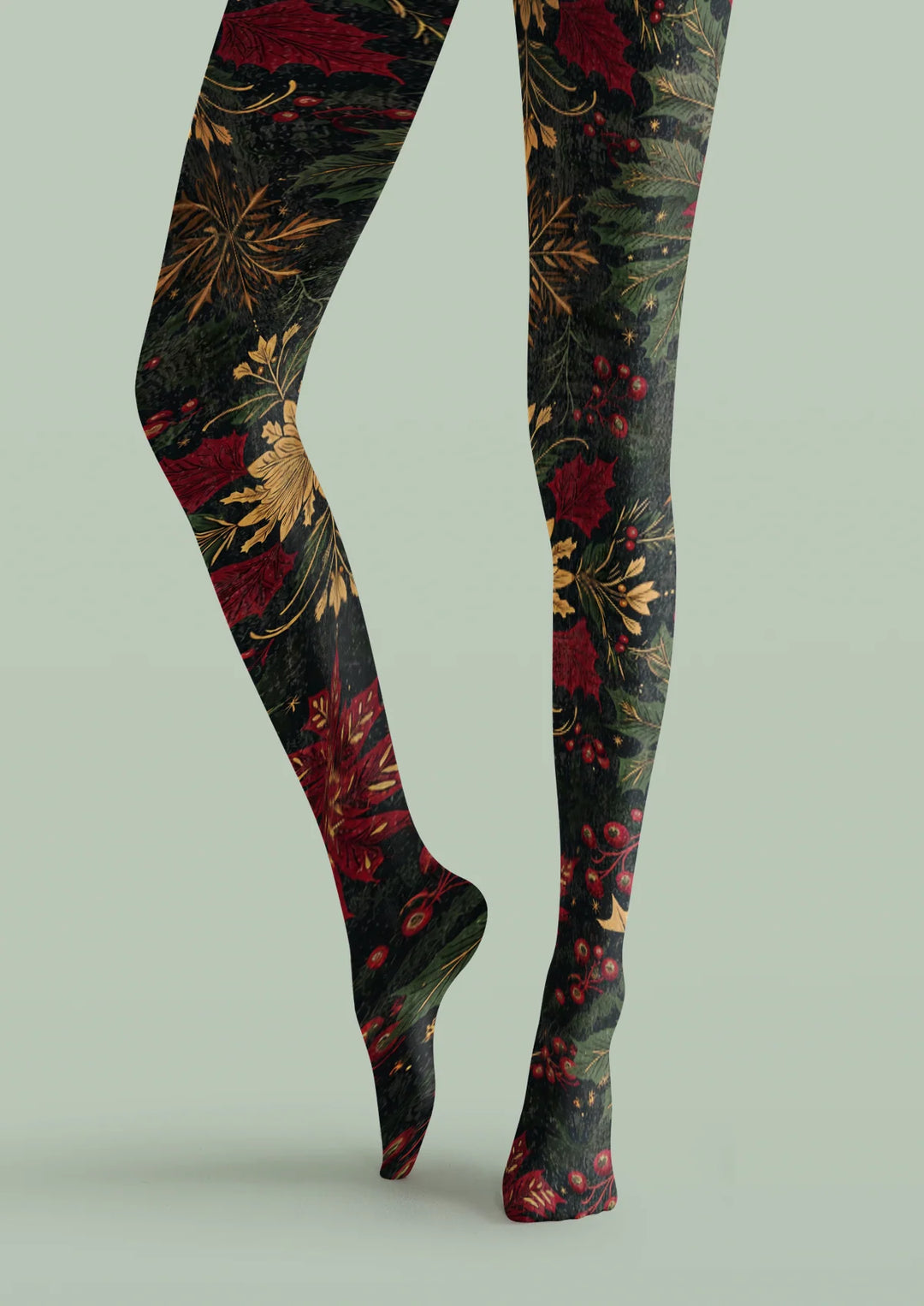 Black Holly Berry Tights Hosiery Pantyhose