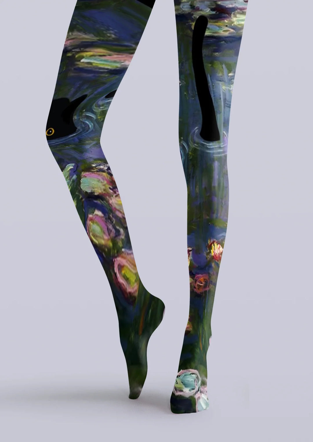 Women Water Lily Cat Graphic Print Tights and Hosiery Pantyhose