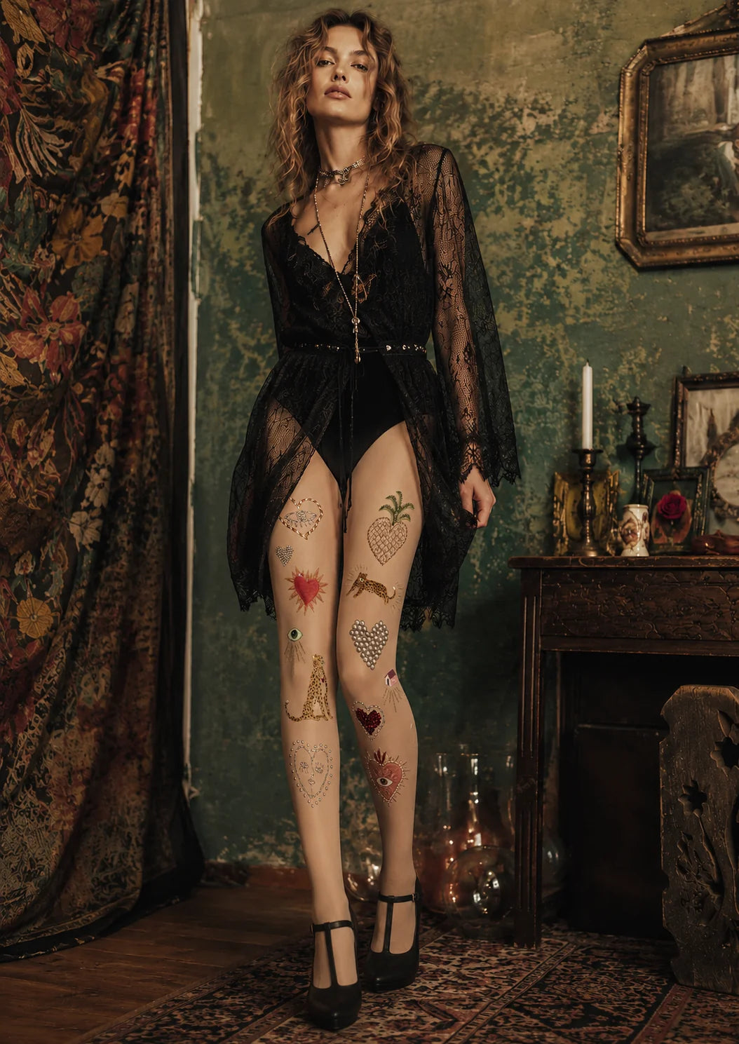 Fun Art Icon Stitch Tights Hosiery Pantyhose