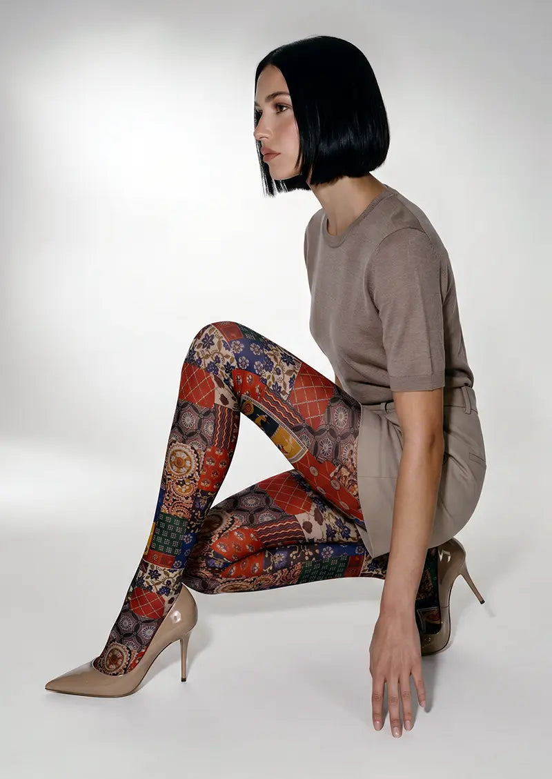Women Vintage Pattern Archive Printed Tights Hosiery Pantyhose