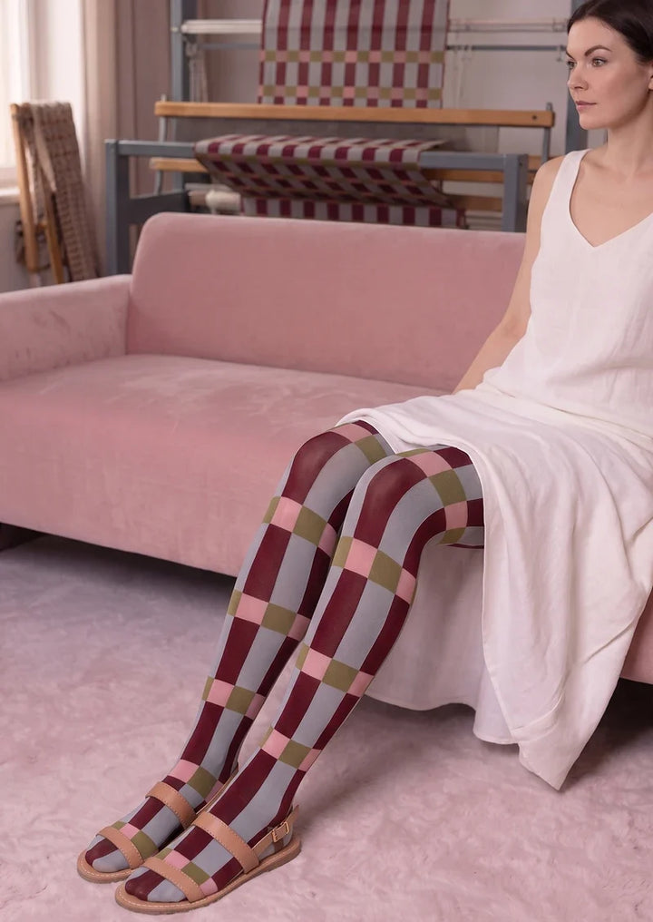 Burgundy Stripes Tights Hosiery Pantyhose
