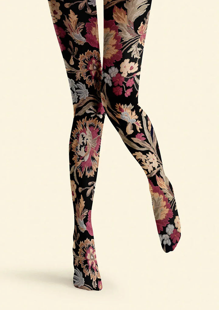 Women Floral Pattern Vintage Garden Tights Hosiery Pantyhose