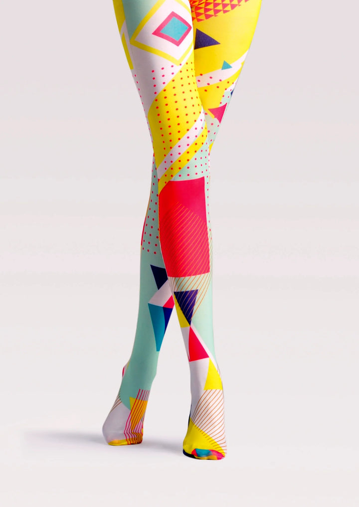 Women Pop Art Distortion Graphic Printed Tights Pantyhose