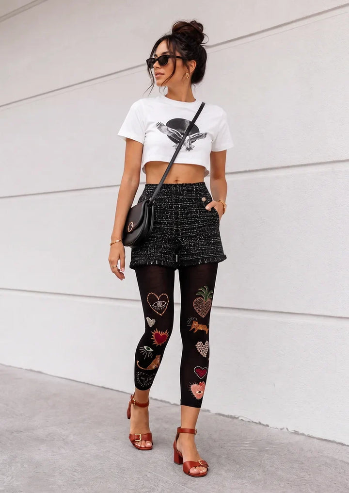Fun Art Icon Stitch Footless Tights Hosiery Pantyhose