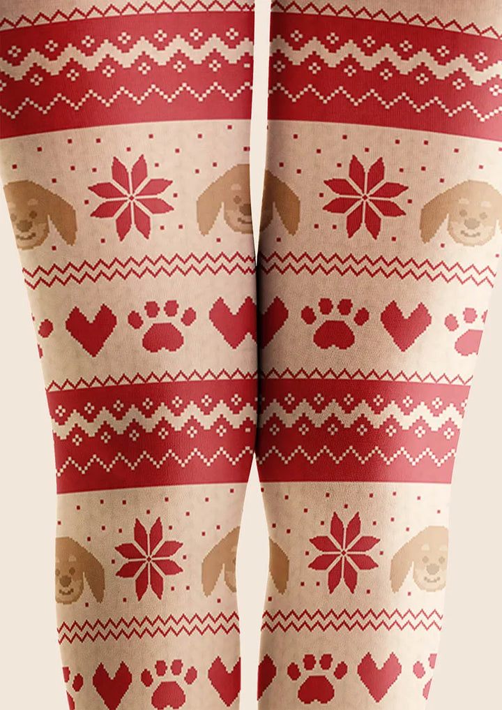 Red & White Christmas Tights Hosiery Pantyhose