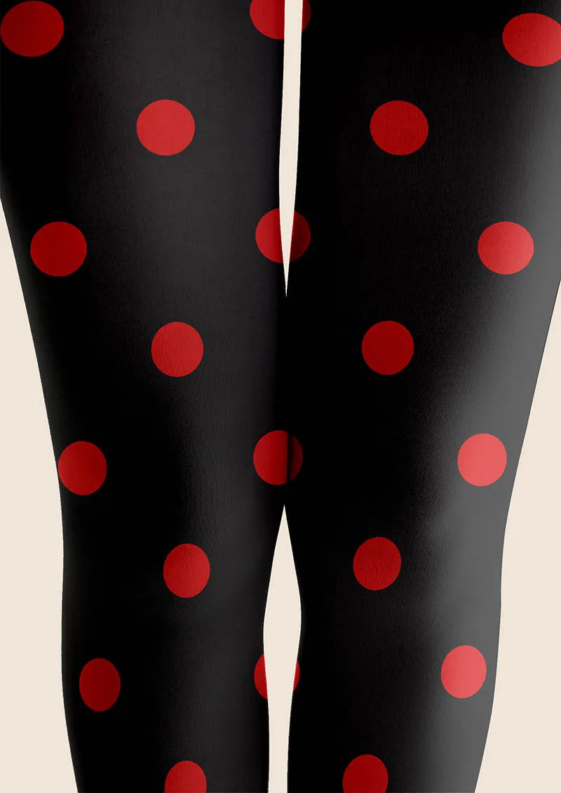 Christmas Retro Polka Red Tights Hosiery Pantyhose