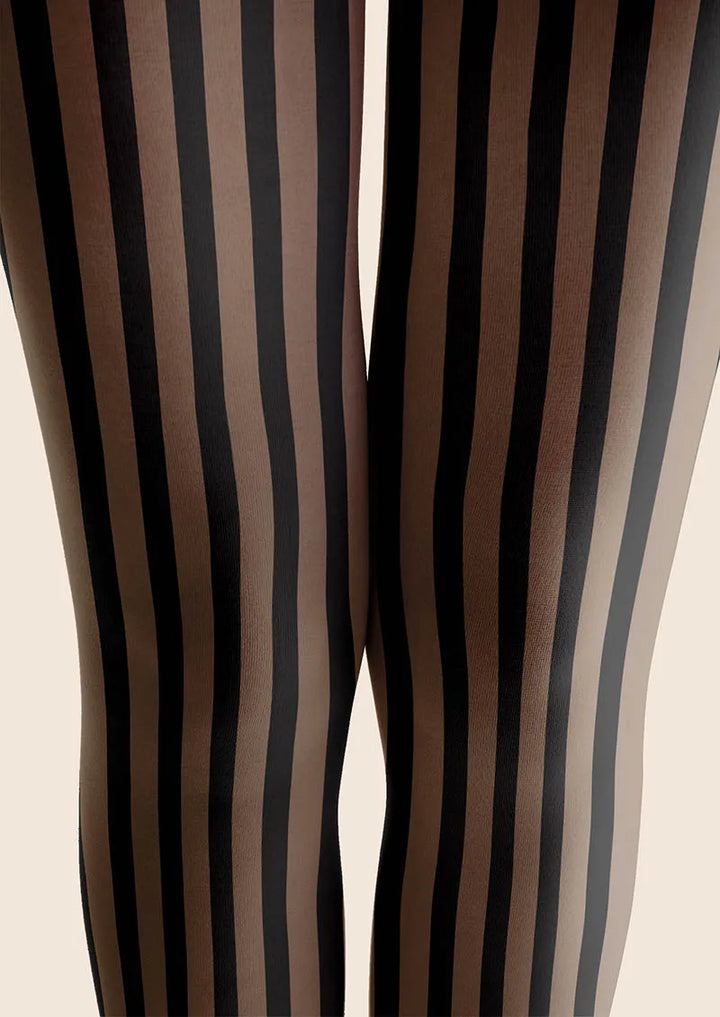Mocha Vertical Stripes Tights Hosiery Pantyhose