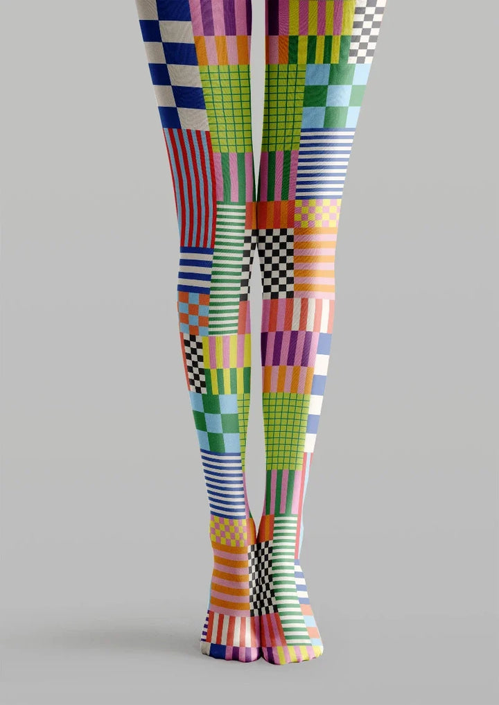 Women Colorful Geometric Shape Patterned Tights Pantyhose