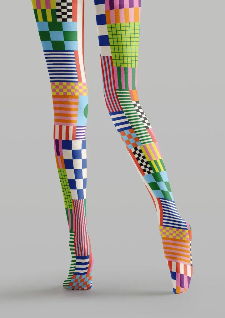 Women Colorful Geometric Shape Patterned Tights Pantyhose