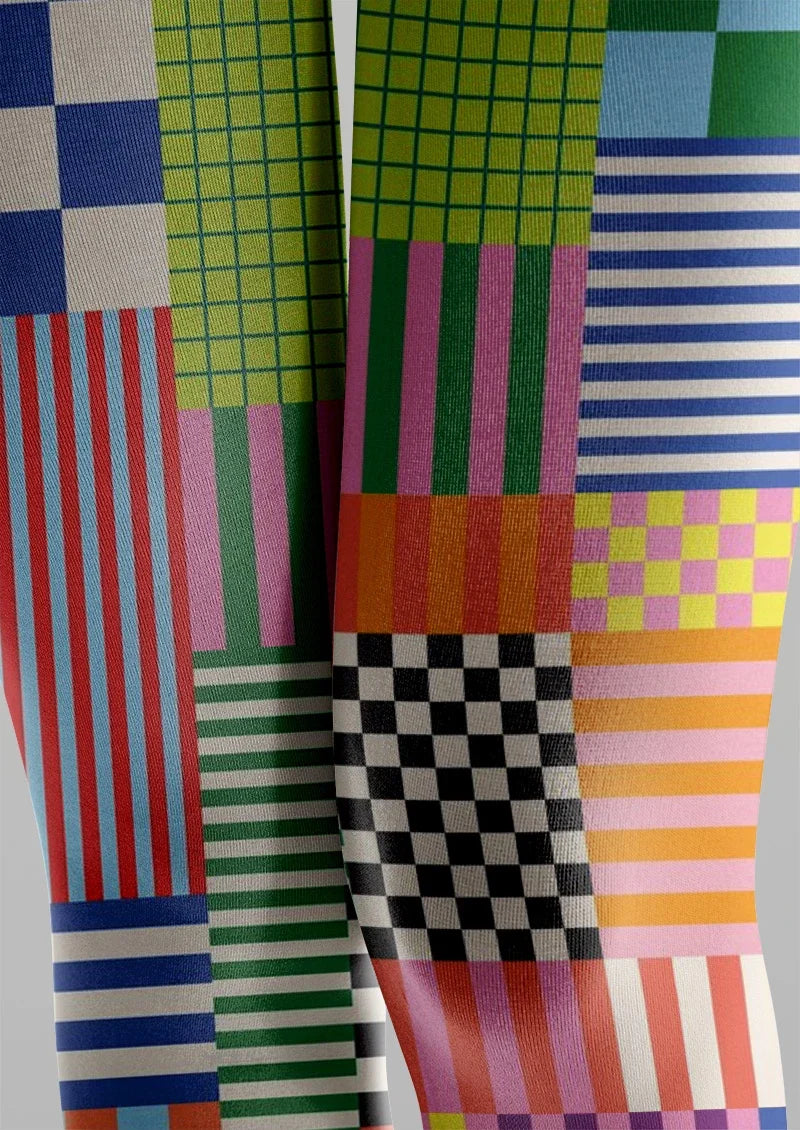 Women Colorful Geometric Shape Patterned Tights Pantyhose