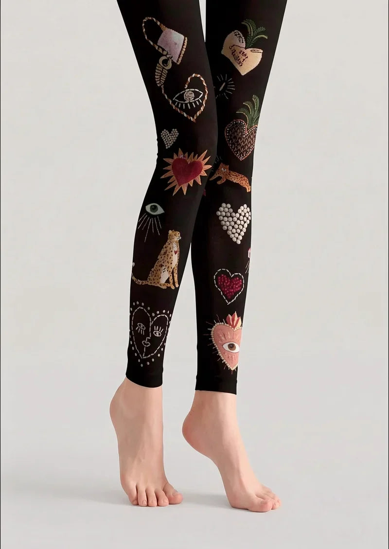 Fun Art Icon Stitch Footless Tights Hosiery Pantyhose