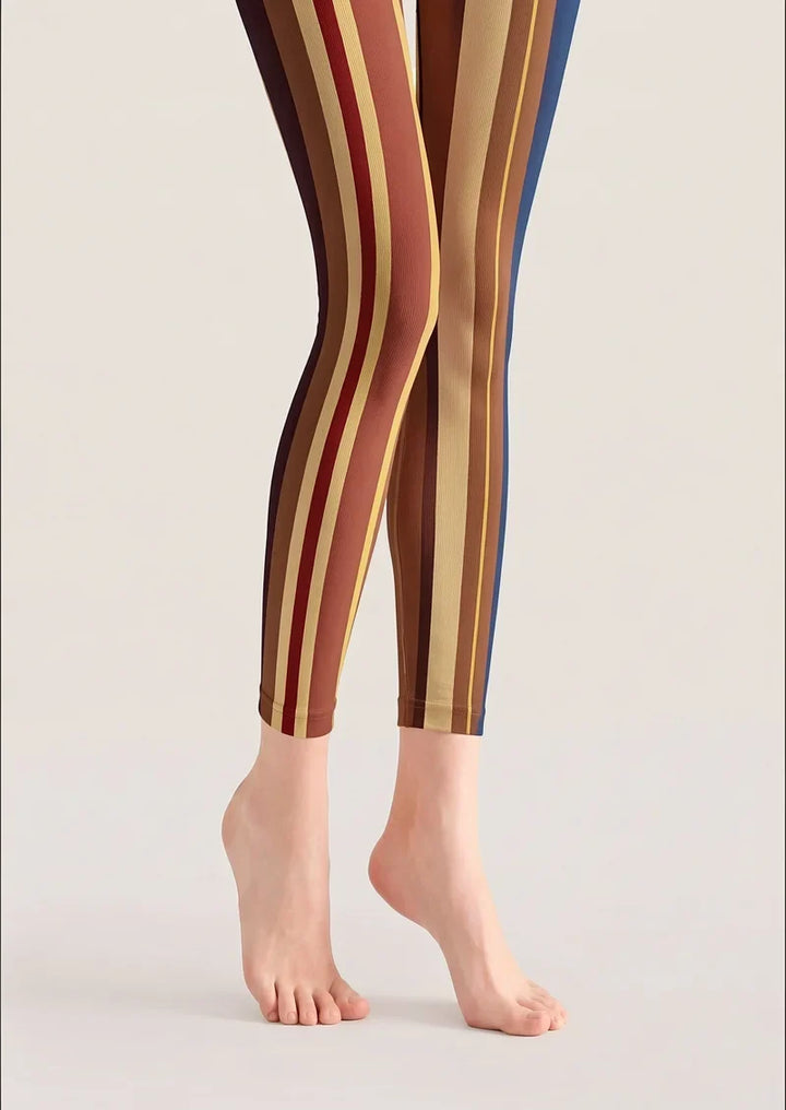 Women Yesterday Rhythm Retro Striped Footless Tights Pantyhose