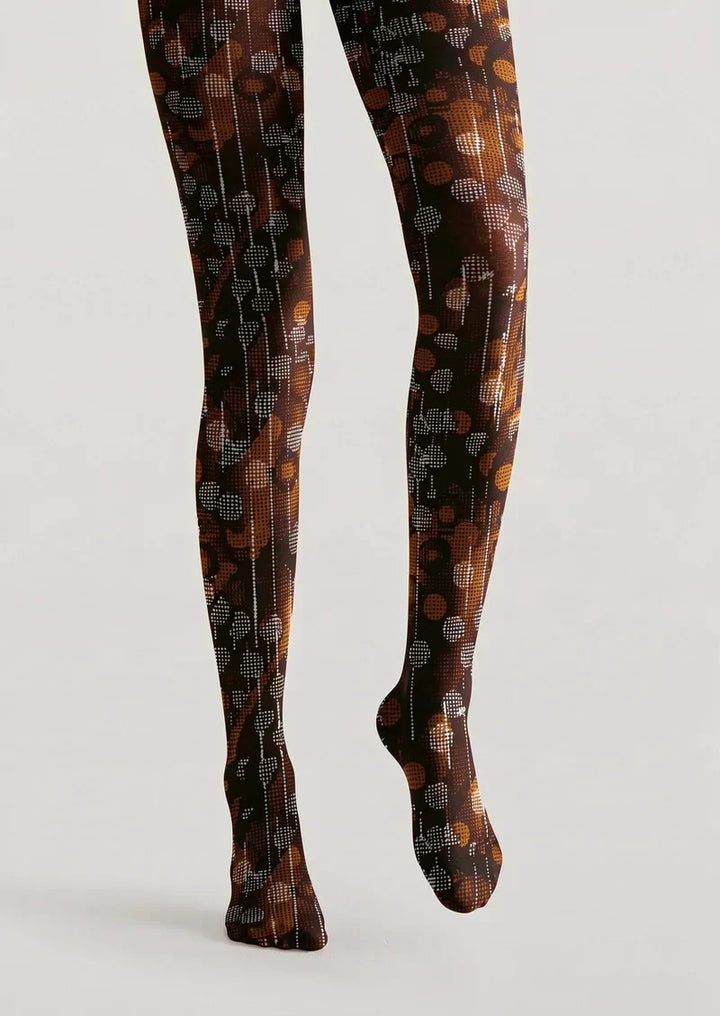 Women Nostalgic Dot Print Patterned Tights Hosiery Pantyhose