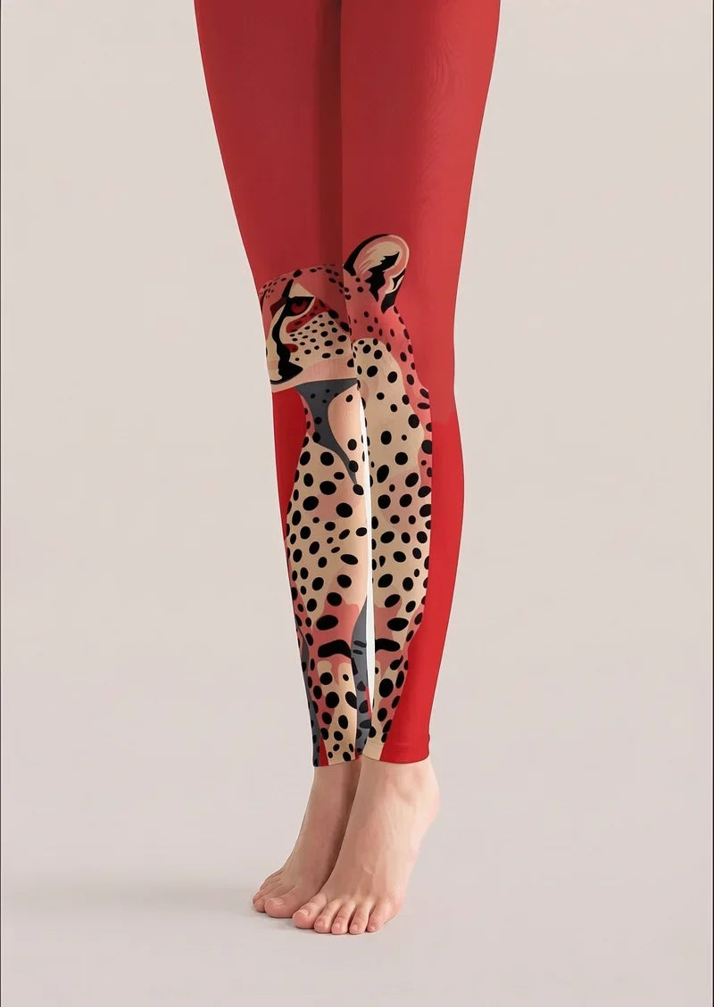 Scarlet Cheetah Footless Tights Hosiery Pantyhose