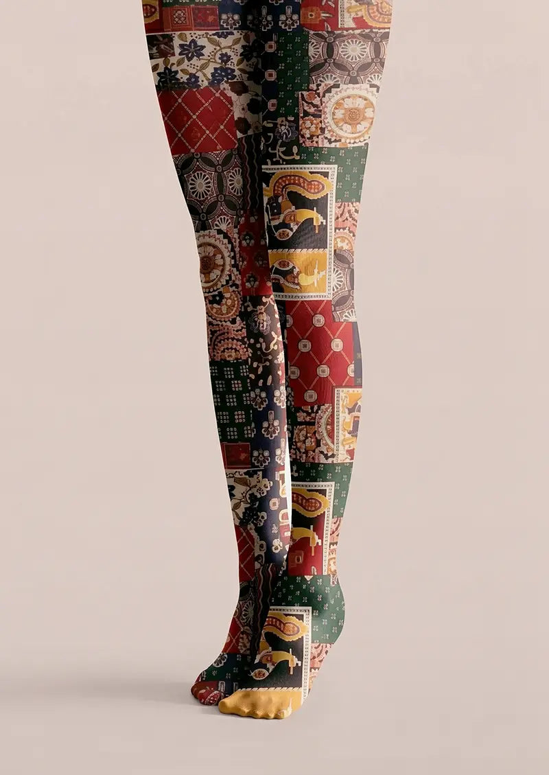 Women Vintage Pattern Archive Printed Tights Hosiery Pantyhose