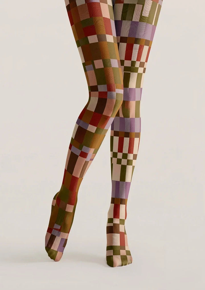 Retro Checkered Pattern Tights Hosiery Pantyhose