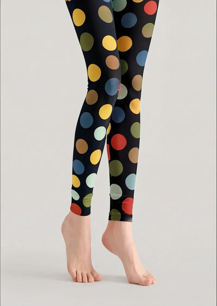 Women Retro Colorful Polka Dots Print Footless Tights Pantyhose