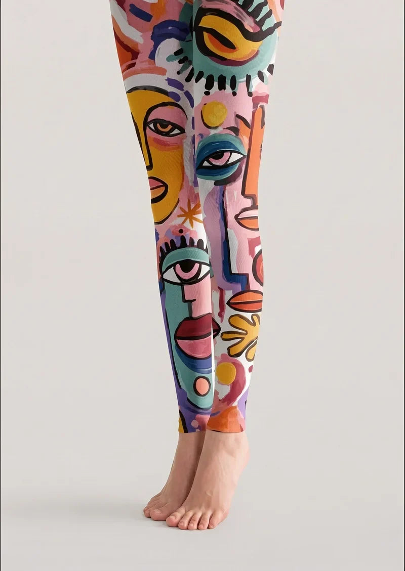 Abstract Art Picasso Form Footless Tights Hosiery Pantyhose