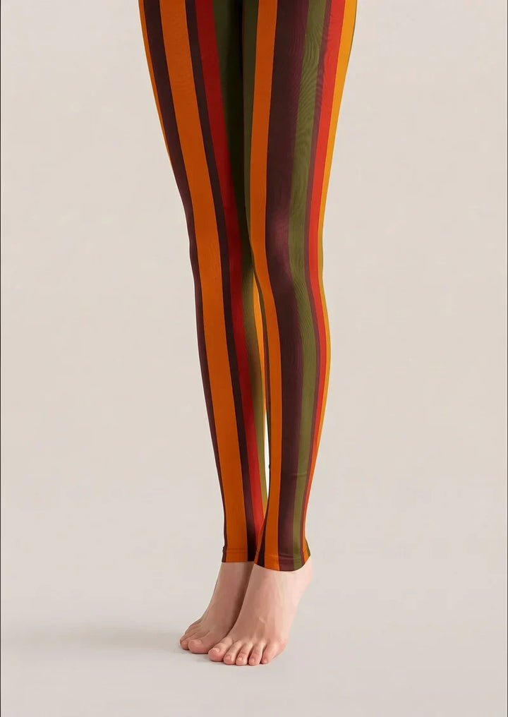 Sunset Striped Footless Tights Hosiery Pantyhose