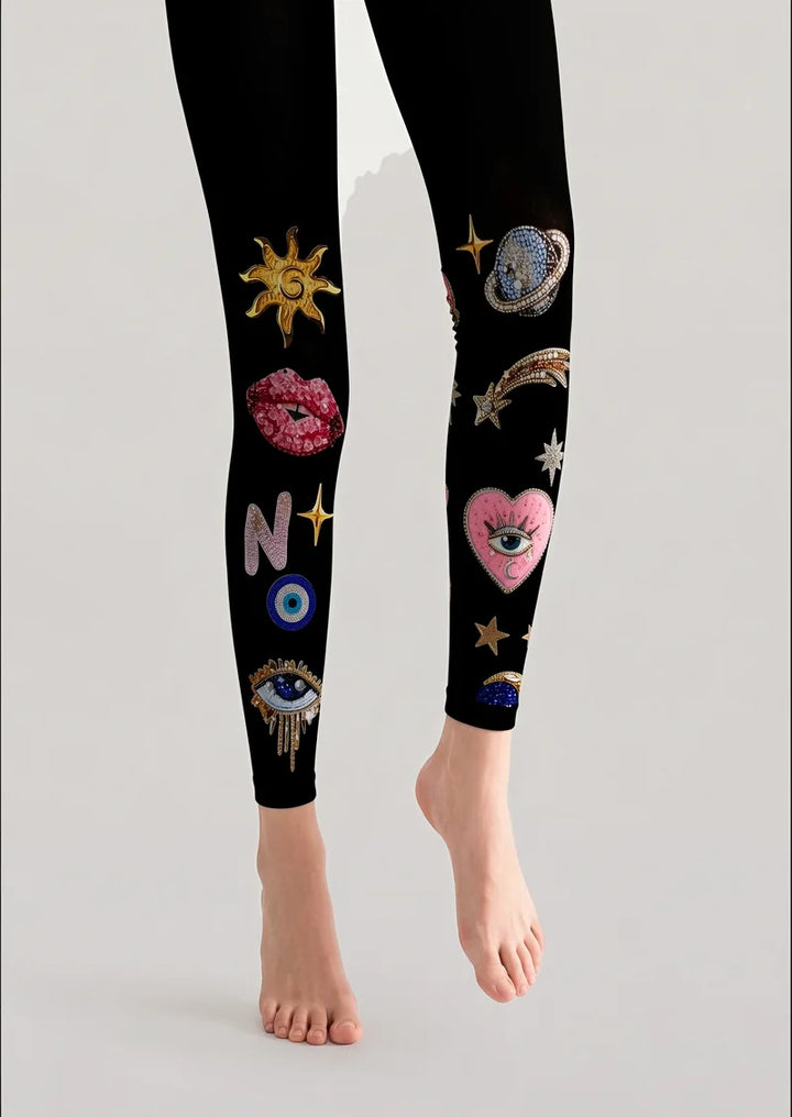 Fun Art Fun Planet Footless Tights Hosiery Pantyhose