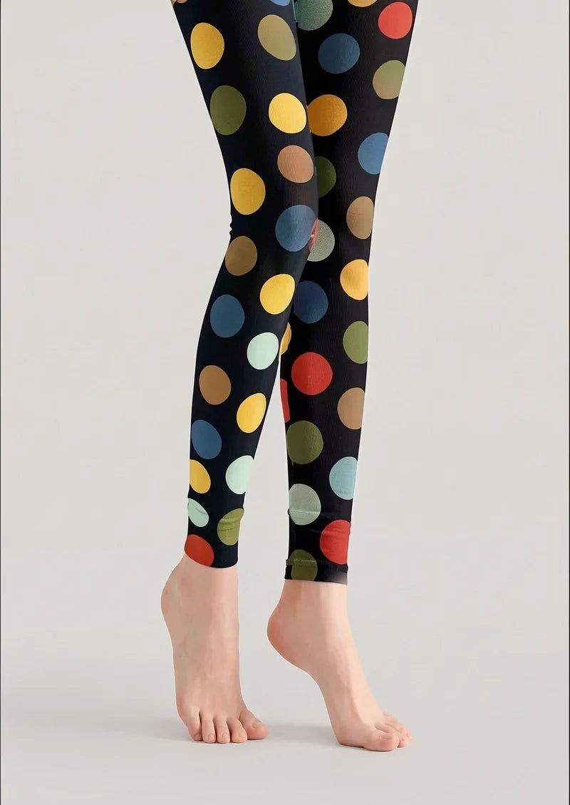 Retro Colorful Polka Dots Footless Tights Hosiery Pantyhose