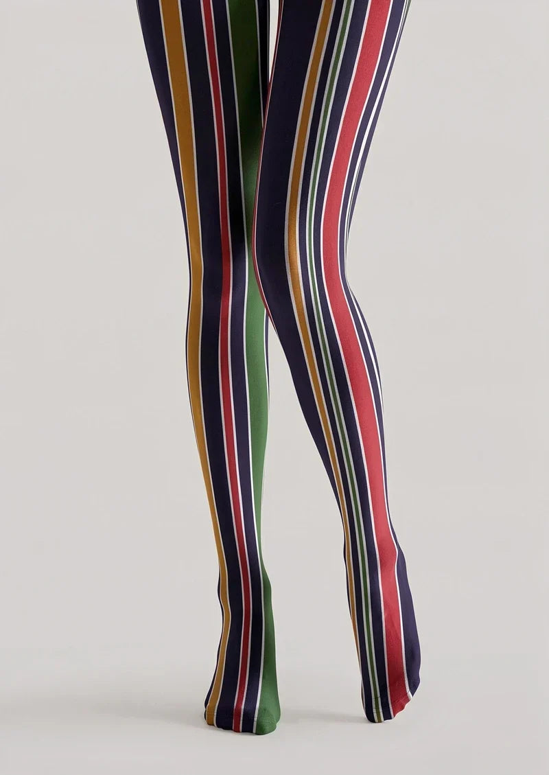 Multicolor Vertical Tights Hosiery Pantyhose