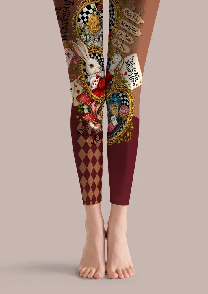 Wonderland Rabbit Print Footless Tights Hosiery Pantyhose