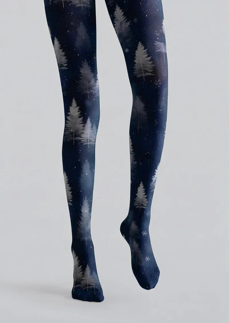 Blue Christmas Wonderland Tights Hosiery Pantyhose