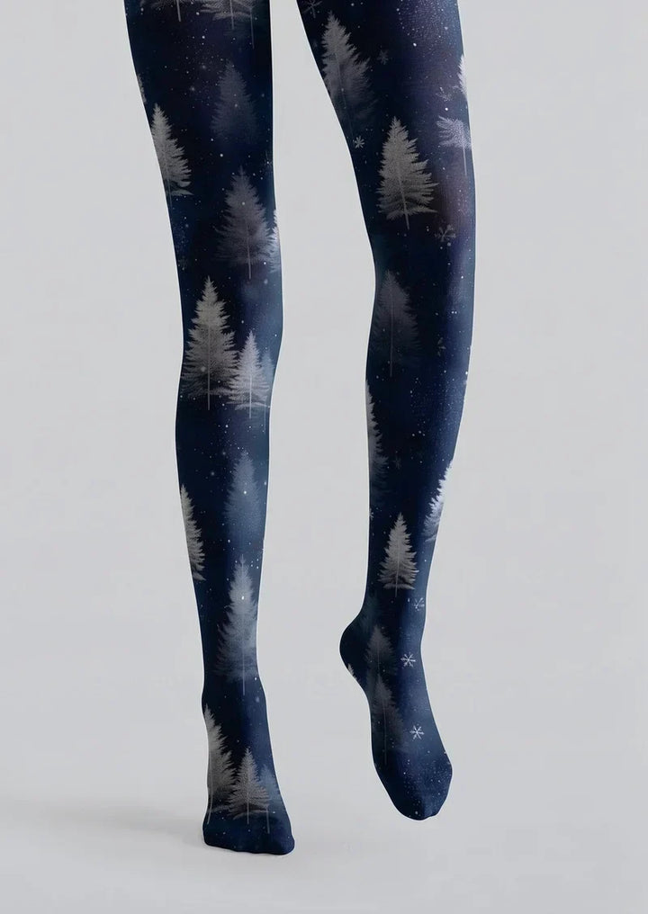 Blue Christmas Wonderland Tights Hosiery Pantyhose