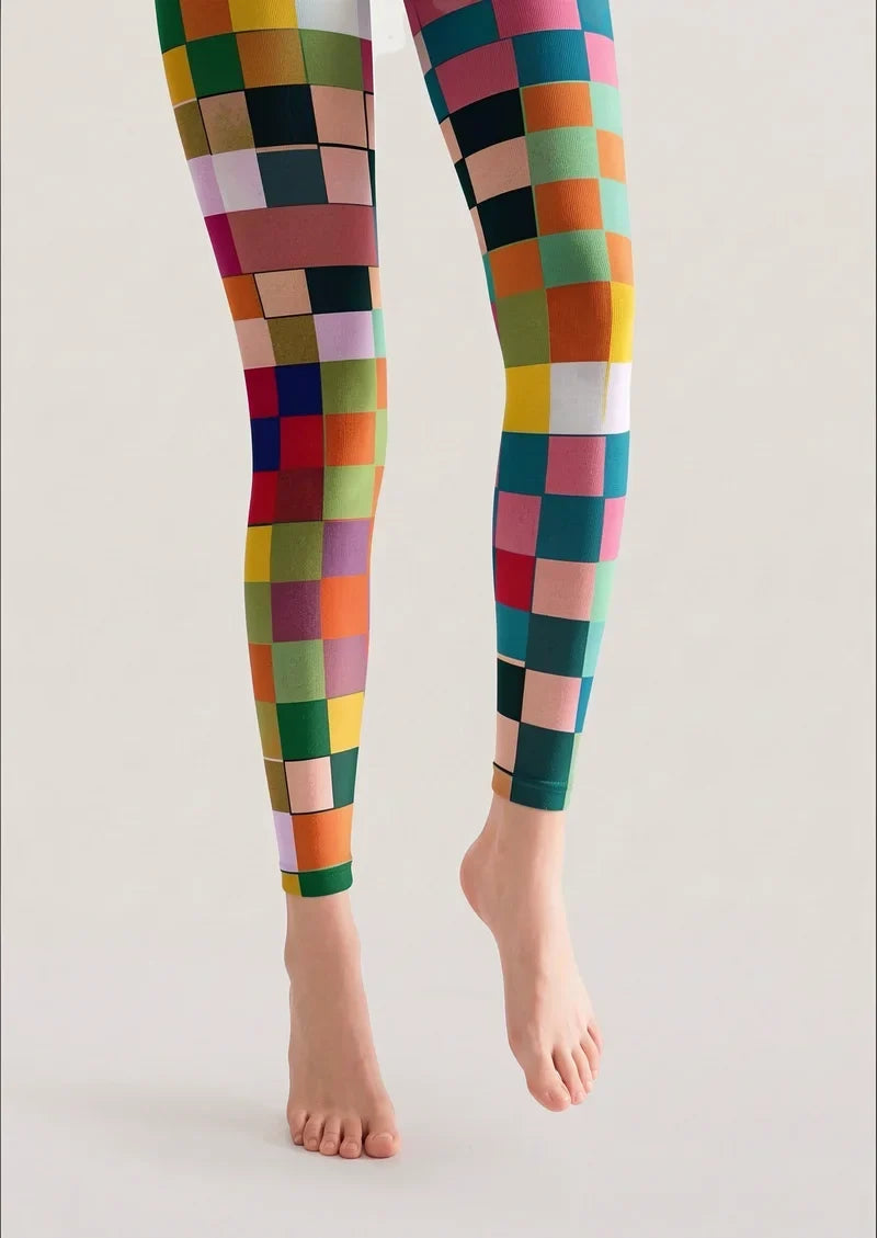 Candy Patchwork Checks Footless Tights Hosiery Pantyhose