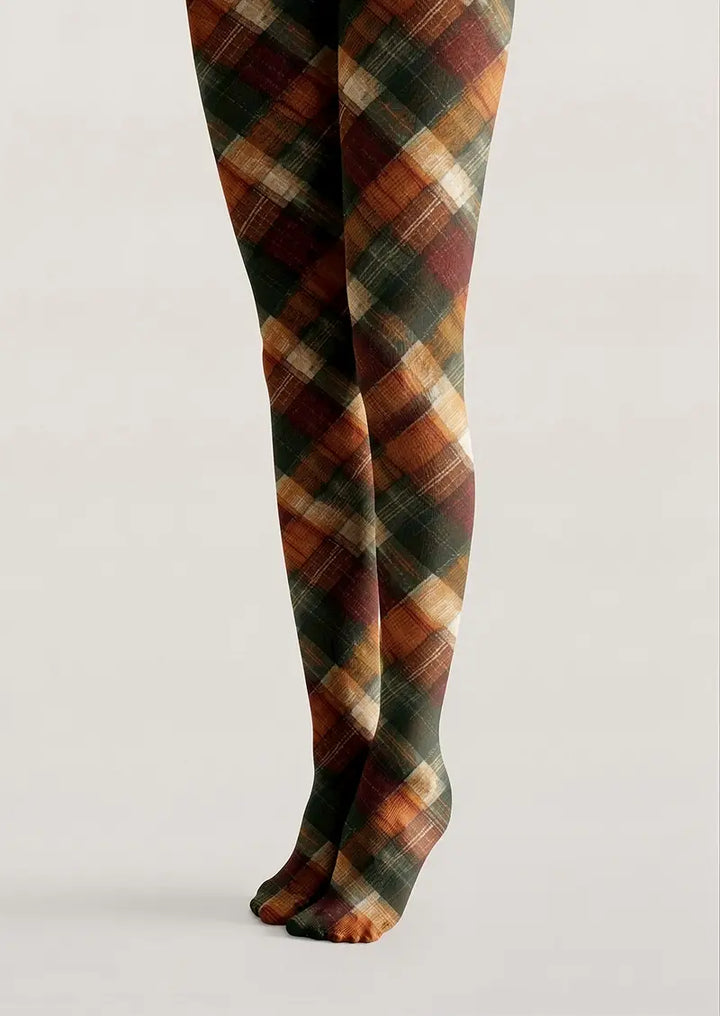 Women Autumn Plaid Graphic Print Tights and Hosiery Pantyhose