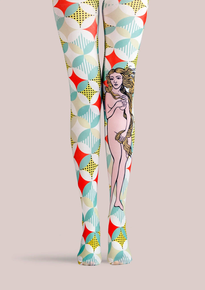 Women Pop Art Venus Figure Printed Graphic Tights Pantyhose