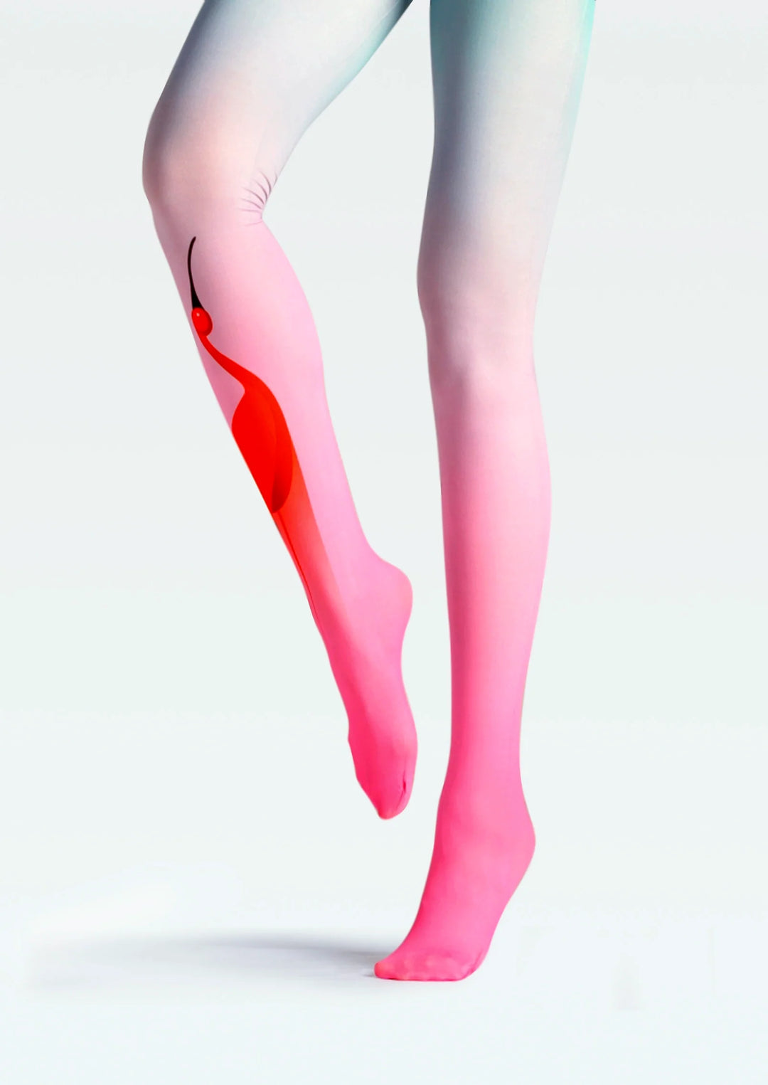 Women Azure Red Crane Bird Animal Art Print Tights Pantyhose