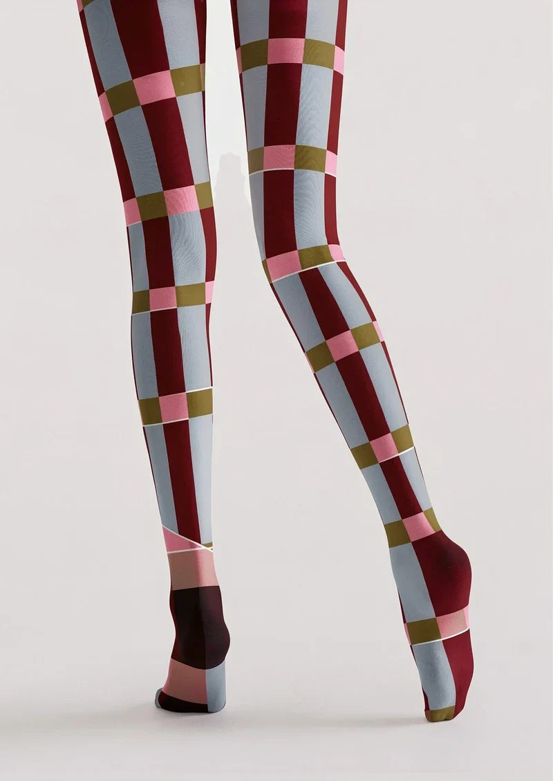 Burgundy Stripes Tights Hosiery Pantyhose