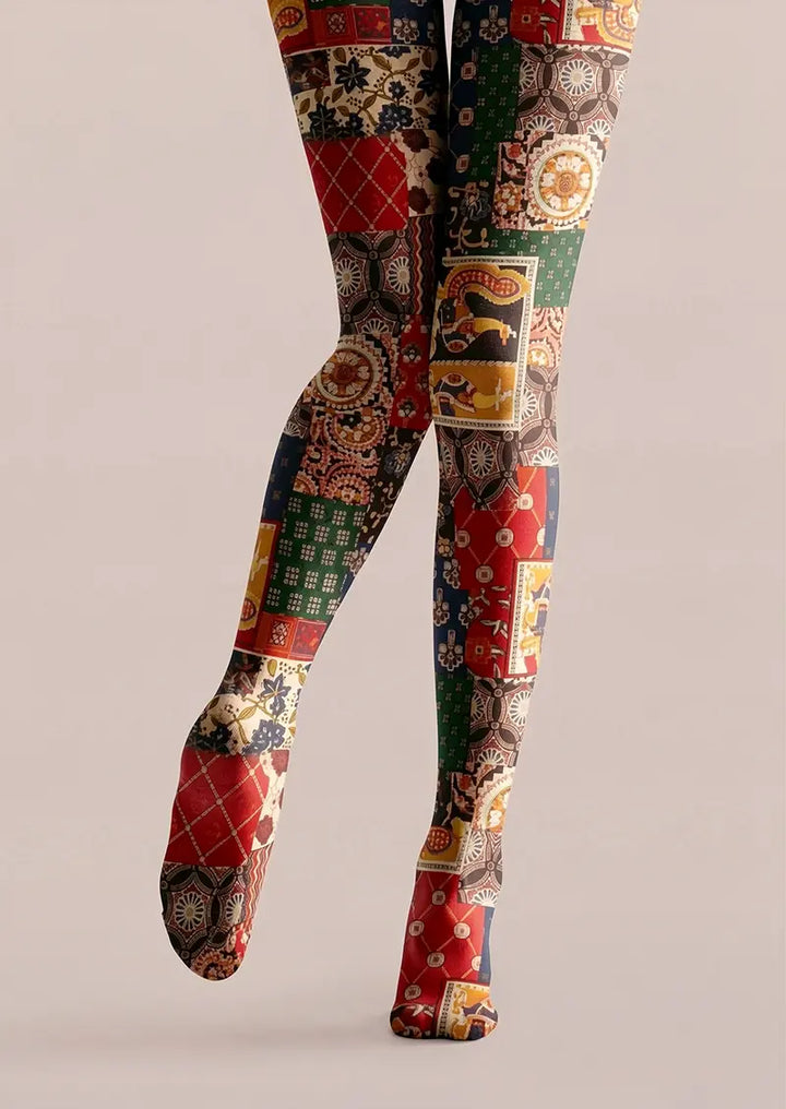 Women Vintage Pattern Archive Printed Tights Hosiery Pantyhose