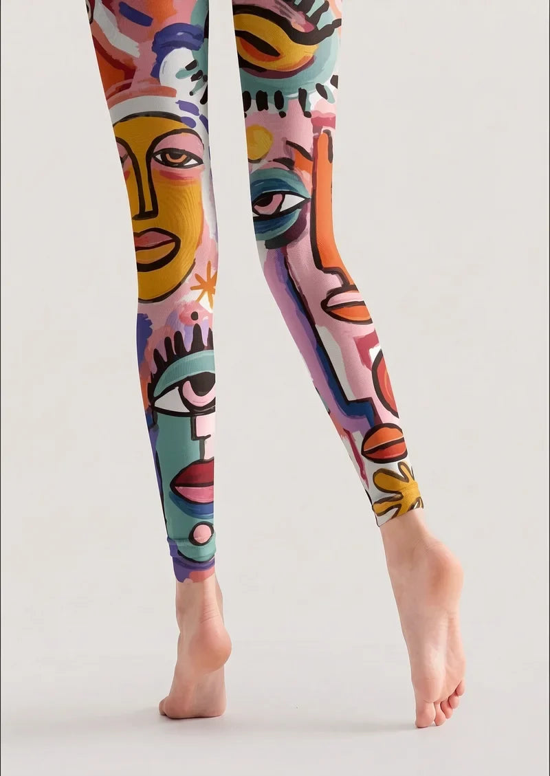 Abstract Art Picasso Form Footless Tights Hosiery Pantyhose